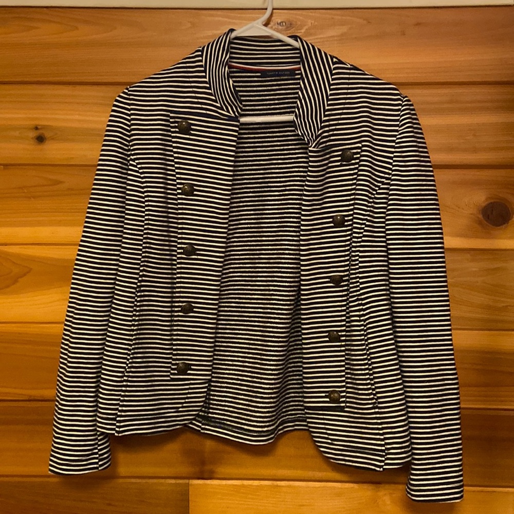 Tommy Hilfiger natuical blue and white striped cotton  jacket